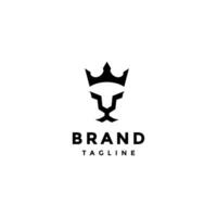 minimalista bravo leão rei logotipo Projeto. leão face esboço com reis coroa logotipo Projeto. vetor