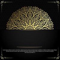 Fundo ornamentado de mandala de ouro de luxo para convite de casamento, capa de livro vetor