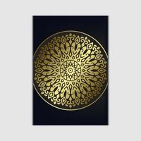 Fundo ornamentado de mandala de ouro de luxo para convite de casamento, capa de livro vetor