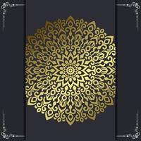 Fundo ornamentado de mandala de ouro de luxo para convite de casamento, capa de livro vetor