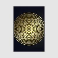 Fundo ornamentado de mandala de ouro de luxo para convite de casamento, capa de livro vetor