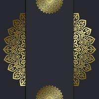 Fundo ornamentado de mandala de ouro de luxo para convite de casamento, capa de livro vetor