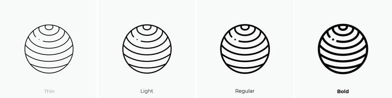 Academia bola ícone. afinar, luz, regular e negrito estilo Projeto isolado em branco fundo vetor