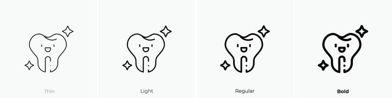 feliz dente ícone. afinar, luz, regular e negrito estilo Projeto isolado em branco fundo vetor