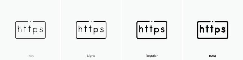 https ícone. afinar, luz, regular e negrito estilo Projeto isolado em branco fundo vetor