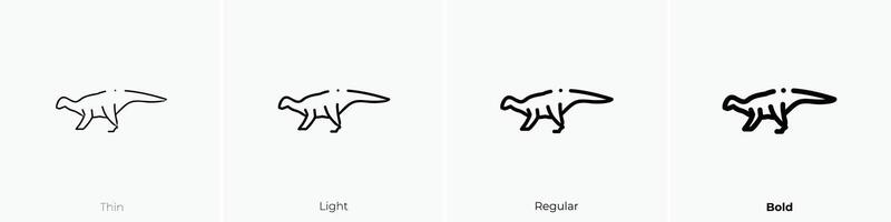 iguanodonte ícone. afinar, luz, regular e negrito estilo Projeto isolado em branco fundo vetor