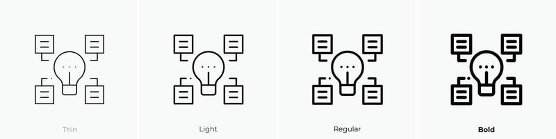 Ideias ícone. afinar, luz, regular e negrito estilo Projeto isolado em branco fundo vetor