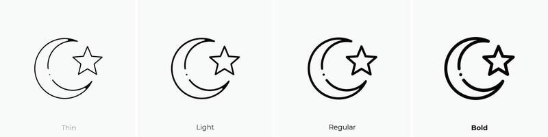 islamismo ícone. afinar, luz, regular e negrito estilo Projeto isolado em branco fundo vetor