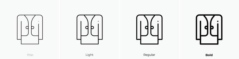 Jaqueta ícone. afinar, luz, regular e negrito estilo Projeto isolado em branco fundo vetor