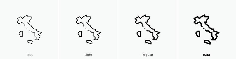Itália ícone. afinar, luz, regular e negrito estilo Projeto isolado em branco fundo vetor