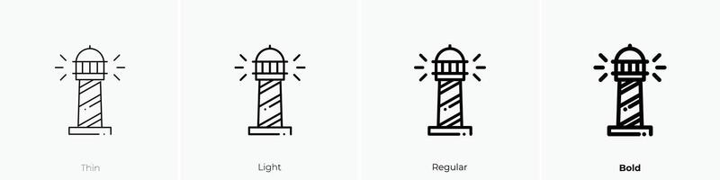 farol ícone. afinar, luz, regular e negrito estilo Projeto isolado em branco fundo vetor