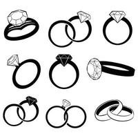 ícone de vetor de anel de noivado de diamante