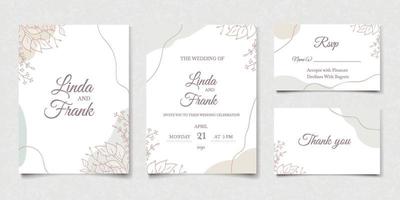 conjunto de cartão de convite de casamento de forma abstrata mínima em pastel vetor