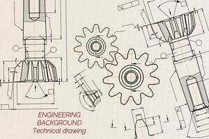 mecânico Engenharia desenhos em sépia fundo. toque ferramentas, broca. técnico Projeto. cobrir. projeto. ilustração. vetor