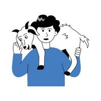 uma homem carregando bode em dele ombros, conceito ilustração do animal Cuidado vetor