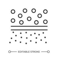 osmose filtração linear ícone. água filtro. membrana líquido em processamento. destilação processo. água purificação. fino linha ilustração. contorno símbolo. esboço desenho. editável acidente vascular encefálico vetor