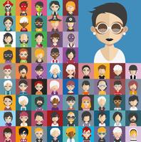 Coleção de avatar de vários personagens masculinos e femininos vetor
