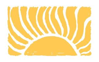 groovy texturizado Sol. grunge brilho do sol fundo. desenhando abstrato orgânico forma dentro na moda ingênuo hippie anos 60 Anos 70 estilo. retângulo amarelo ilustração. vetor
