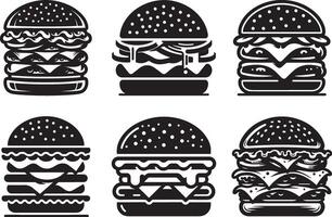 hamburguer logotipo emblema ilustração conjunto em branco fundo vetor