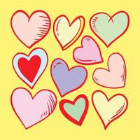 colorida amor coração símbolo fofa rabisco coleção conjunto mão desenhado vetor