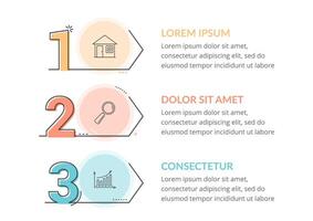 três números com Setas; flechas e Lugar, colocar para seu texto, três passos - infográfico modelo vetor