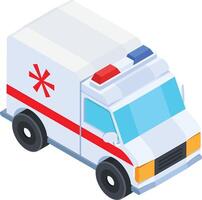 isométrico ambulância ícone vetor