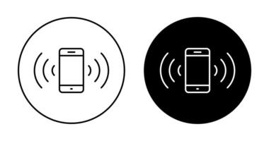telefone com sinal ícone em Preto círculo. vibrando Smartphone conceito vetor