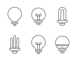 luz lâmpada linha ícone conjunto coleção. luminária conceito vetor