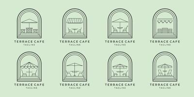 conjunto agrupar terraço cafeteria logotipo ícone ilustração símbolo Projeto café fazer compras vetor