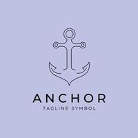 linha arte âncora minimalista logotipo ilustração Projeto simples mono navio náutico vetor