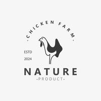 frango Fazenda logotipo projeto, animal ícone para mantimentos, açougueiro comprar, agricultor mercado gado modelo vetor