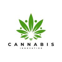 cannabis inovação luz lâmpada maconha remédio parceiro logotipo ícone ilustração vetor