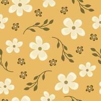 desatado floral padronizar. fundo dentro pequeno amarelo flores em uma amarelo fundo para têxteis, tecido, algodão tecido, capas, papel de parede, imprimir, presente invólucro, cartão postal, scrapbooking. vetor