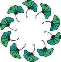 folha verde de árvore alinhada em vetor de decoração redonda