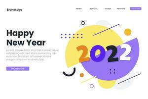 design colorido 2022 página inicial de feliz ano novo. ilustração para sites, páginas de destino, aplicativos móveis, pôsteres e banners vetor