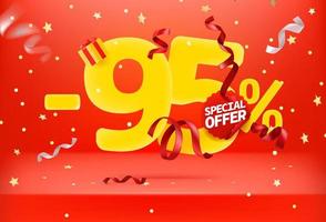 venda de noventa e cinco por cento do banner promocional de vetor de oferta especial