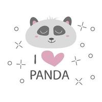 Design de t-shirt de panda com desenho de vetor de urso panda fofo