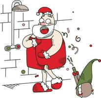 Papai Noel no banheiro com medo vetor