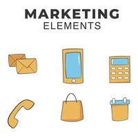 marketing elementos dentro plano estilo vetor