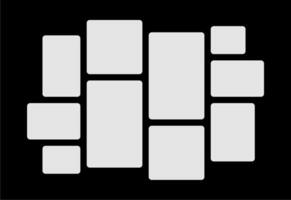 fotos ou colagem de molduras de fotos. layout de grade de página de quadrinhos molduras abstratas e modelo de parede de fotos digitais vetor