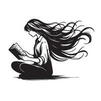 menina lendo livro ilustração vetor