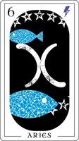 Áries. tarot cartão Projeto apresentando uma par do peixe cercado de estrelas. vetor