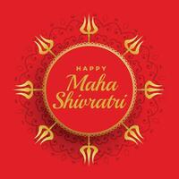 feliz maha Shivratri vermelho fundo com Trishul decoração vetor
