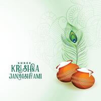 shree Krishna janmashtami indiano festival cumprimento fundo vetor