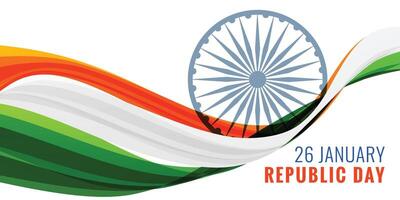 Dia 26 janeiro feliz república dia bandeira com indiano bandeira vetor