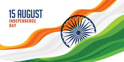 indiano independência dia conceito com ondulado bandeira Projeto vetor