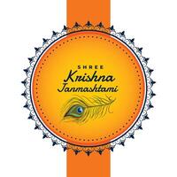 shree Krishna janmashtami fundo com pavão pena vetor