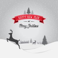 Feliz Natal e feliz ano novo cartão de decorações com neve floco Bokeh de fundo Vector