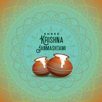 étnico hindu shree Krishna janmashtami festival fundo vetor