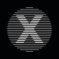 x alfabeto carta logotipo volta círculo linha abstrato ótico ilusão listra meio-tom símbolo ícone vetor